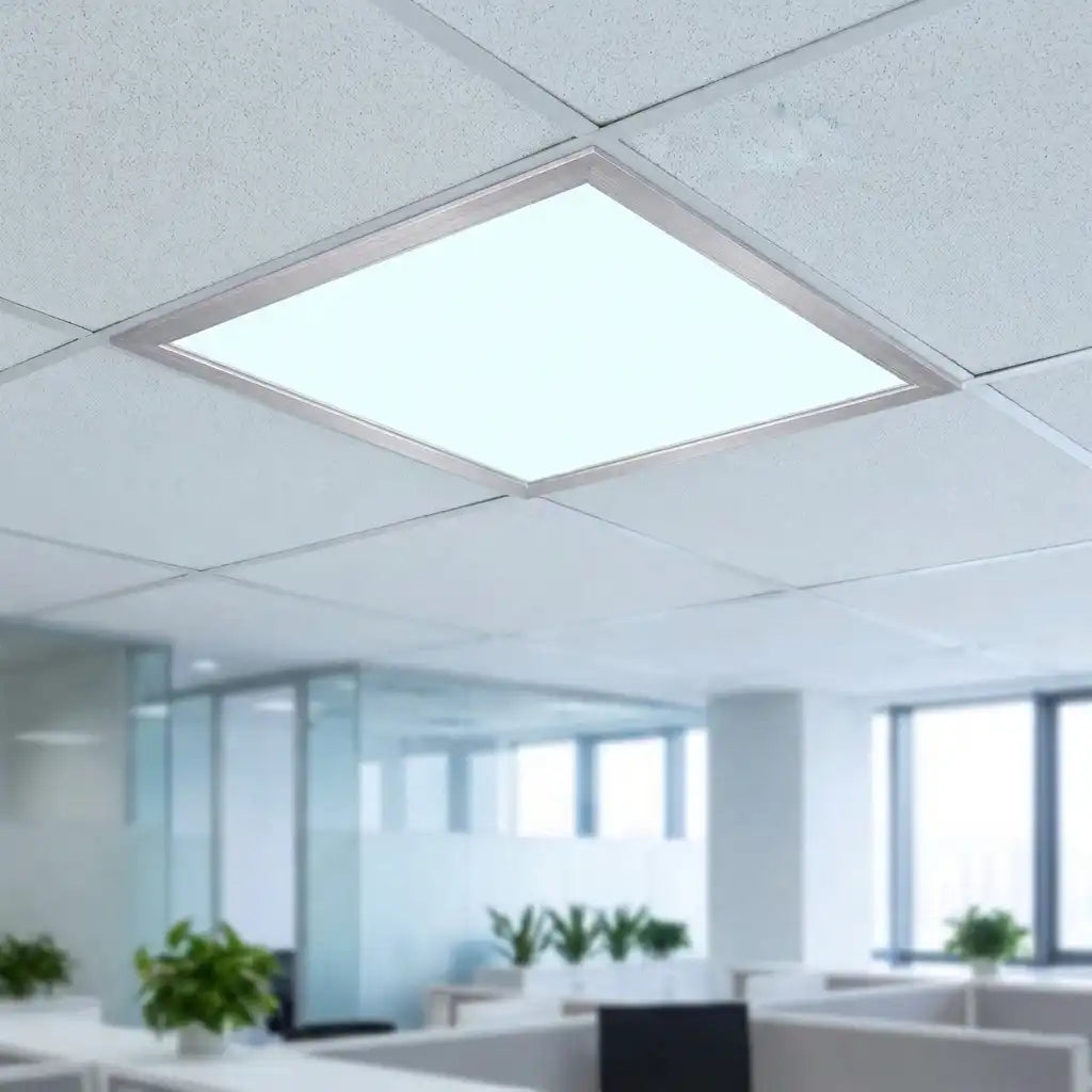 Panou LED Slim Argintiu 60x60cm Incastrat - 48W, Lumina Rece 6400K, Tavan Casetat