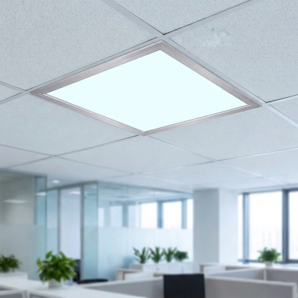 Panou LED Slim Argintiu 30x30cm Incastrat - 20W, Lumina Rece 6400K, Tavan Casetat