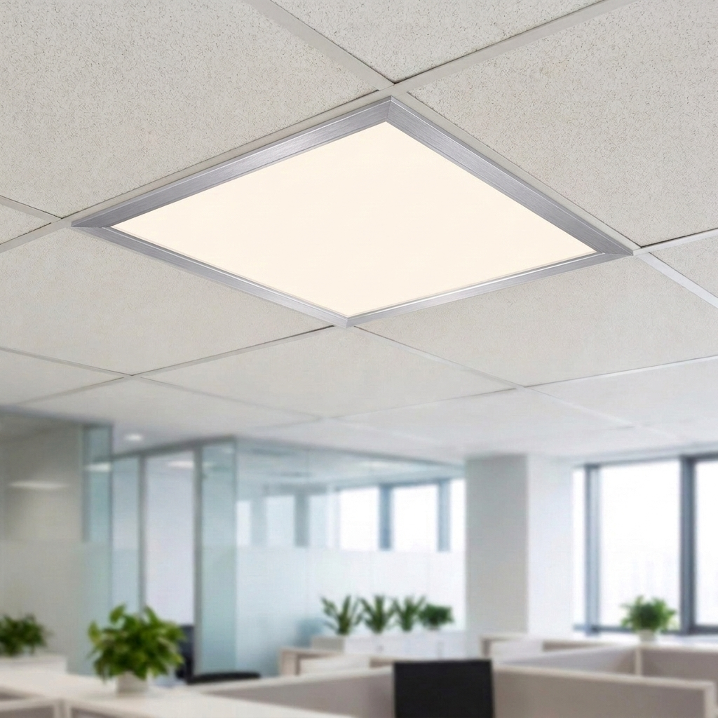 Panou LED Slim Argintiu 60x60cm Incastrat - 48W, Lumina Naturala 4000K, Tavan Casetat