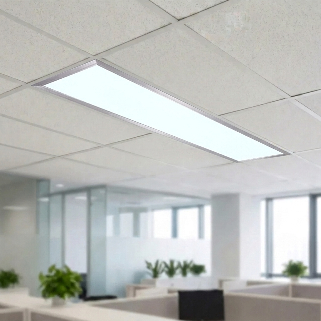 Panou LED Slim Argintiu 30x120cm Incastrat - 48W, Lumina Rece 6400K, Tavan Casetat